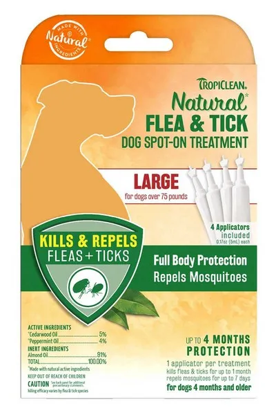 1ea Tropiclean Flea & Tick Spot On Treatment For Large Dogs Over 75Lbs - Health/First Aid